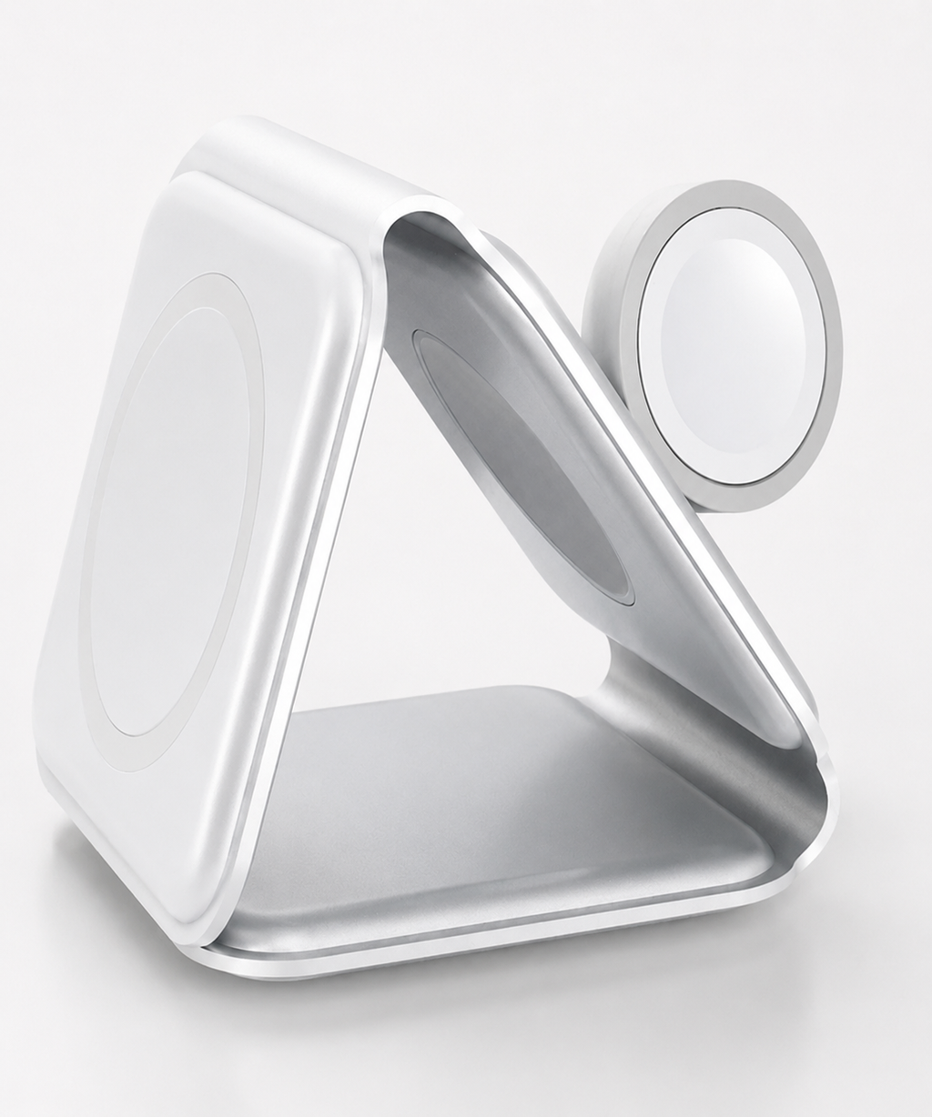3-in-1 Foldable Magnetic Wireless Charging Station — 15W Fast Charging for Phone, Watch & Earbuds