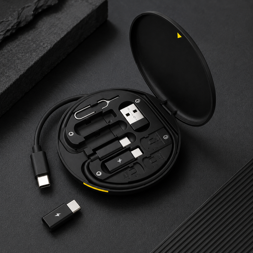 5-in-1 Multi-Functional Charging Cable Kit — Compact Pocket Case, 60W Fast Charging