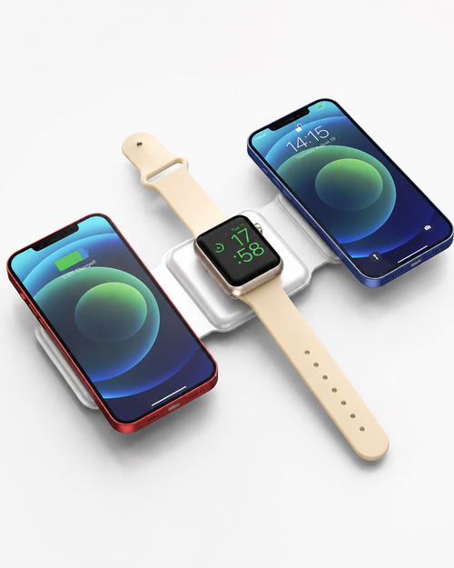 3-in-1 Foldable Magnetic Wireless Charging Station — 15W Fast Charging for Phone, Watch & Earbuds