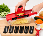 10-in-1 Mandoline Slicer & Vegetable Cutter — Stainless Steel Blades with Peeler, Grater & Storage Container